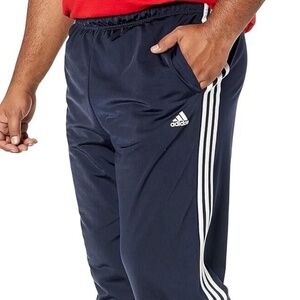 NWT Adidas‎ 3 Stripe Track Pants Mens Size 4XL (46x32) Blue Drawstring H48429
